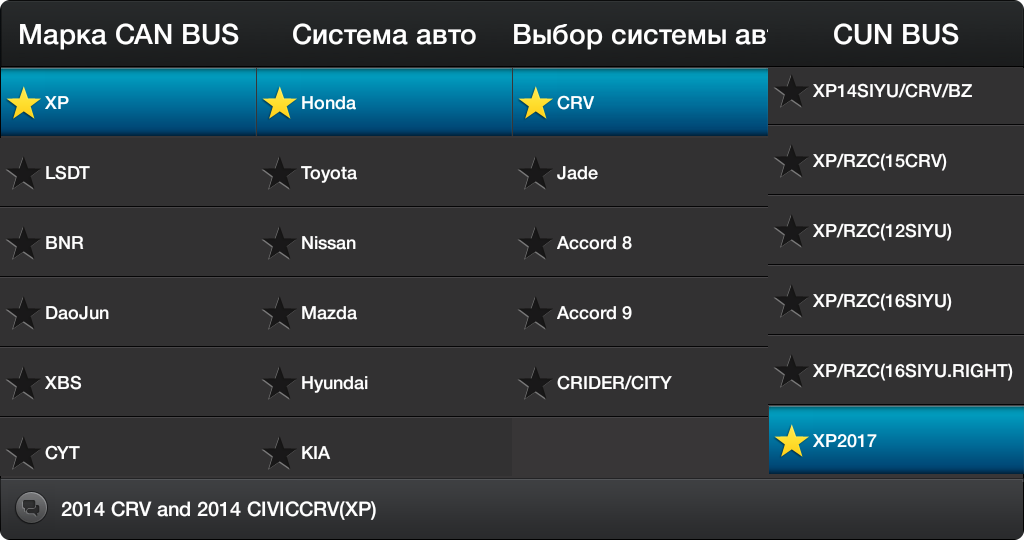 Примеры настроек canbus адаптеров